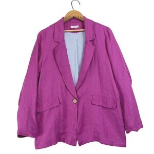 CIVICO 51 Linen Blazer Jacket Magenta Button Front Made in Italy M